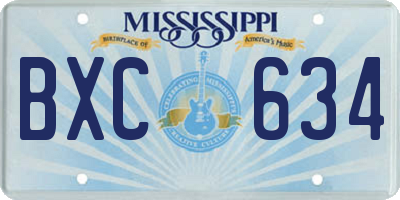 MS license plate BXC634