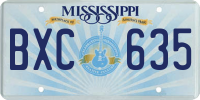 MS license plate BXC635