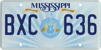 MS license plate BXC636