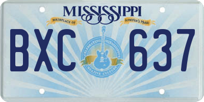 MS license plate BXC637