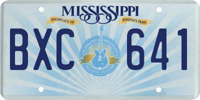 MS license plate BXC641