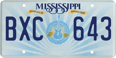 MS license plate BXC643