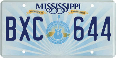 MS license plate BXC644