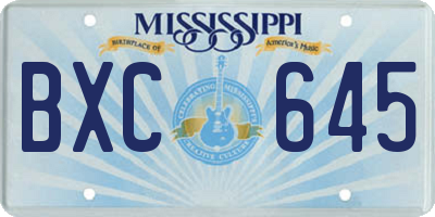 MS license plate BXC645