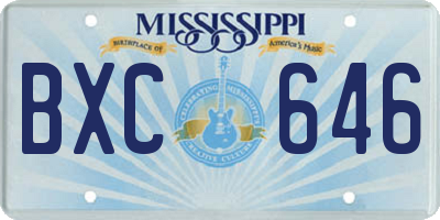 MS license plate BXC646
