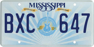 MS license plate BXC647