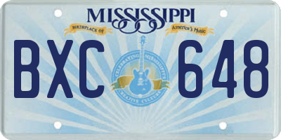 MS license plate BXC648
