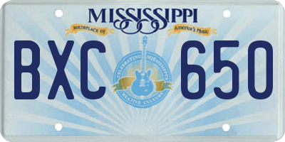 MS license plate BXC650