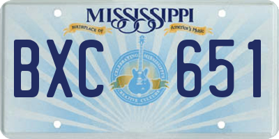 MS license plate BXC651