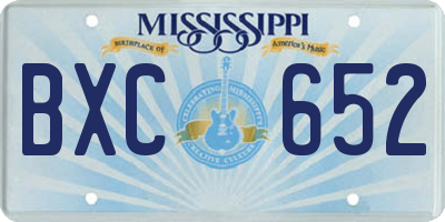 MS license plate BXC652