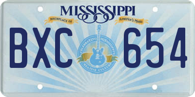 MS license plate BXC654