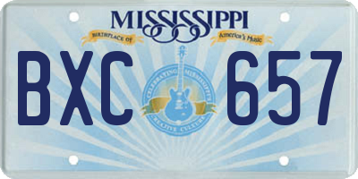 MS license plate BXC657