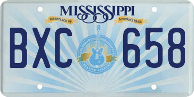 MS license plate BXC658
