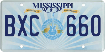 MS license plate BXC660
