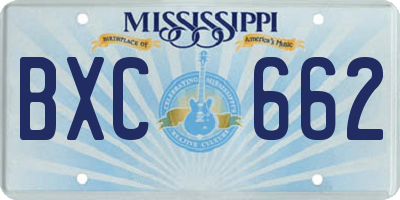 MS license plate BXC662