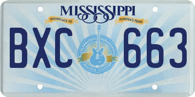 MS license plate BXC663