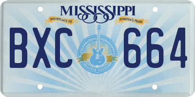 MS license plate BXC664