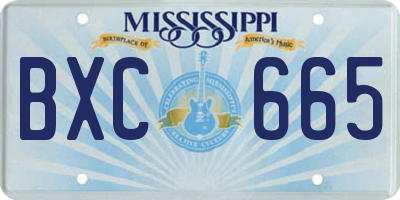 MS license plate BXC665