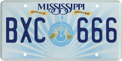 MS license plate BXC666