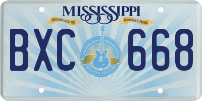MS license plate BXC668