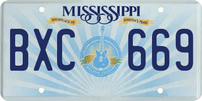MS license plate BXC669