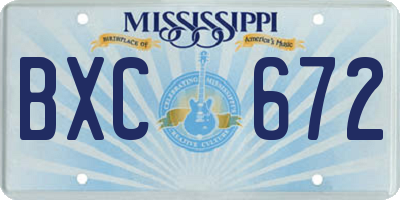 MS license plate BXC672