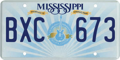 MS license plate BXC673