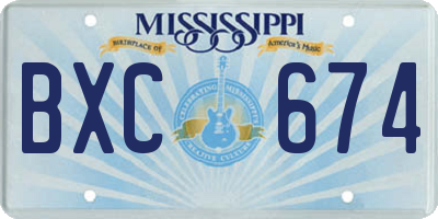 MS license plate BXC674