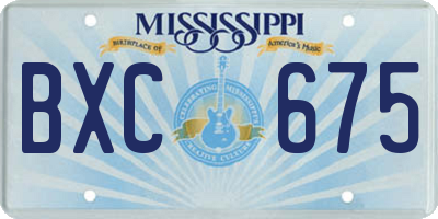 MS license plate BXC675