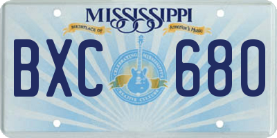 MS license plate BXC680