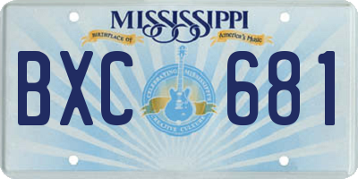 MS license plate BXC681