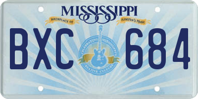 MS license plate BXC684