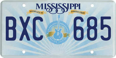 MS license plate BXC685