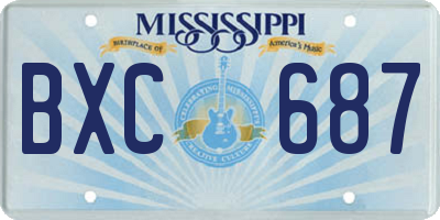 MS license plate BXC687