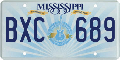 MS license plate BXC689
