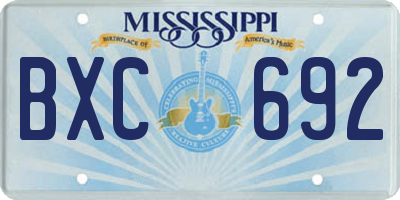 MS license plate BXC692