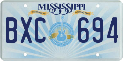 MS license plate BXC694