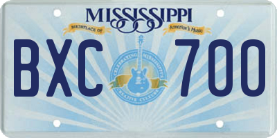 MS license plate BXC700