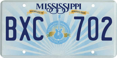 MS license plate BXC702