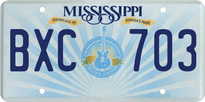 MS license plate BXC703