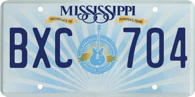 MS license plate BXC704