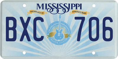 MS license plate BXC706