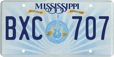 MS license plate BXC707