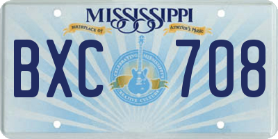 MS license plate BXC708