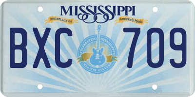 MS license plate BXC709