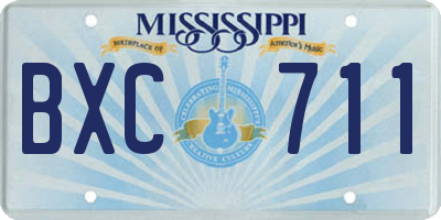 MS license plate BXC711