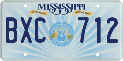MS license plate BXC712