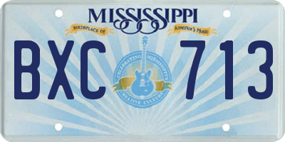 MS license plate BXC713