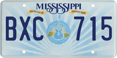 MS license plate BXC715