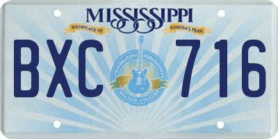 MS license plate BXC716